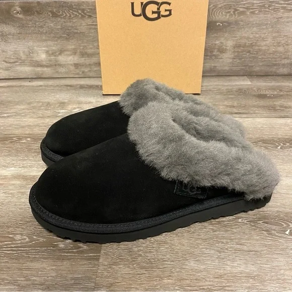 UGG | Cluggette Slippers In Black Grey Indoor Outdoor NEW - Picture 6 of 17